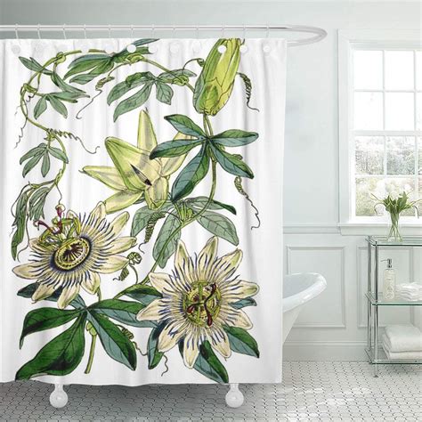 BIVINAR Blue Vintage Floral Shower Curtain 72 x 72 InchFloral Botanical Shower Curtain for Bathroom Decor, Wildflower Herb Shower Curtain with 12 Hooks. . Botanical shower curtain